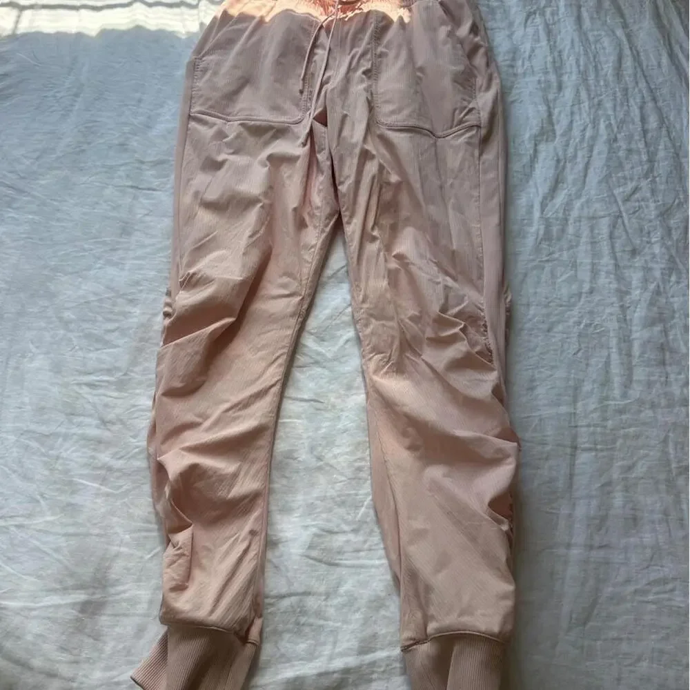 Pink joggers with drawstring waist